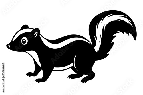 Funny Skunk Vector Illustration Cartoons, Clipart, and Line Art Design on White Background, Funny skunk vector illustration featuring cartoons, clipart, and line art on a white background.