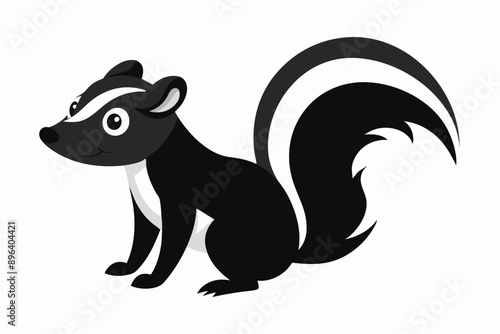 Funny Skunk Vector Illustration Cartoons, Clipart, and Line Art Design on White Background, Funny skunk vector illustration featuring cartoons, clipart, and line art on a white background.