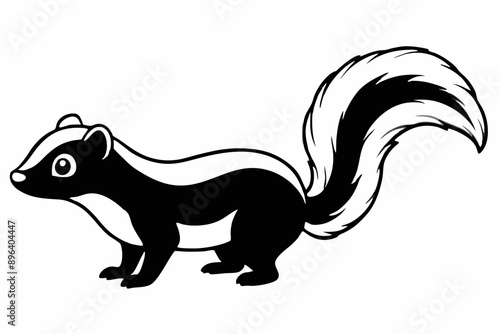 Funny Skunk Vector Illustration Cartoons, Clipart, and Line Art Design on White Background, Funny skunk vector illustration featuring cartoons, clipart, and line art on a white background.