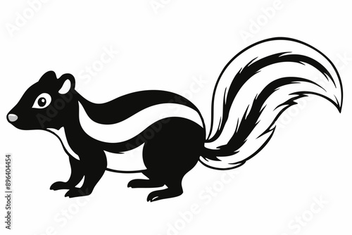 Funny Skunk Vector Illustration Cartoons, Clipart, and Line Art Design on White Background, Funny skunk vector illustration featuring cartoons, clipart, and line art on a white background.