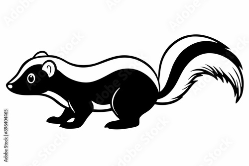 Funny Skunk Vector Illustration Cartoons, Clipart, and Line Art Design on White Background, Funny skunk vector illustration featuring cartoons, clipart, and line art on a white background.