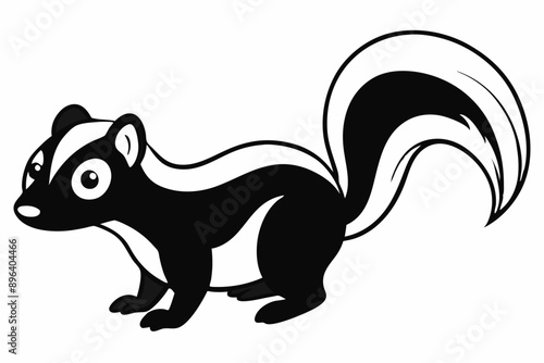 Funny Skunk Vector Illustration Cartoons, Clipart, and Line Art Design on White Background, Funny skunk vector illustration featuring cartoons, clipart, and line art on a white background.