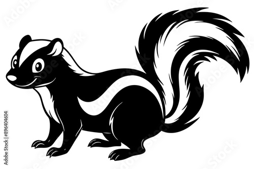 Funny Skunk Vector Illustration Cartoons, Clipart, and Line Art Design on White Background, Funny skunk vector illustration featuring cartoons, clipart, and line art on a white background.