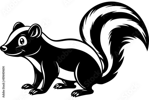 Funny Skunk Vector Illustration Cartoons, Clipart, and Line Art Design on White Background, Funny skunk vector illustration featuring cartoons, clipart, and line art on a white background.