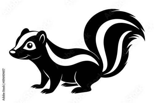 Funny Skunk Vector Illustration Cartoons, Clipart, and Line Art Design on White Background, Funny skunk vector illustration featuring cartoons, clipart, and line art on a white background.