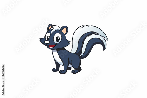 Funny Skunk Vector Illustration Cartoons, Clipart, and Line Art Design on White Background, Funny skunk vector illustration featuring cartoons, clipart, and line art on a white background.