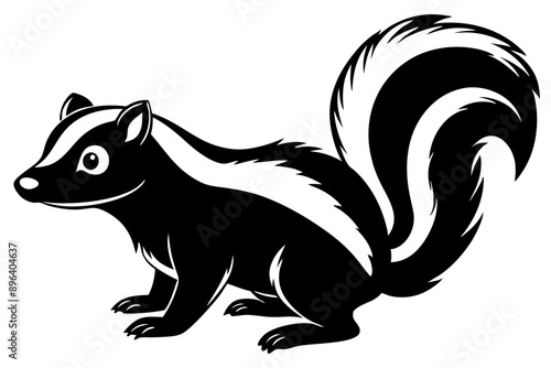 Funny Skunk Vector Illustration Cartoons, Clipart, and Line Art Design on White Background, Funny skunk vector illustration featuring cartoons, clipart, and line art on a white background.