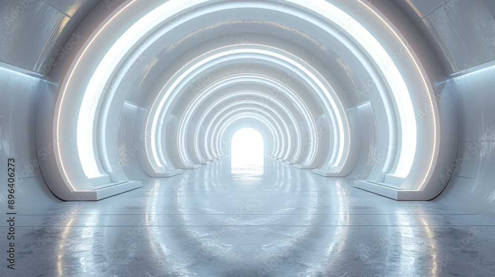 Obraz premium Futuristic Tunnel with Neon Lights