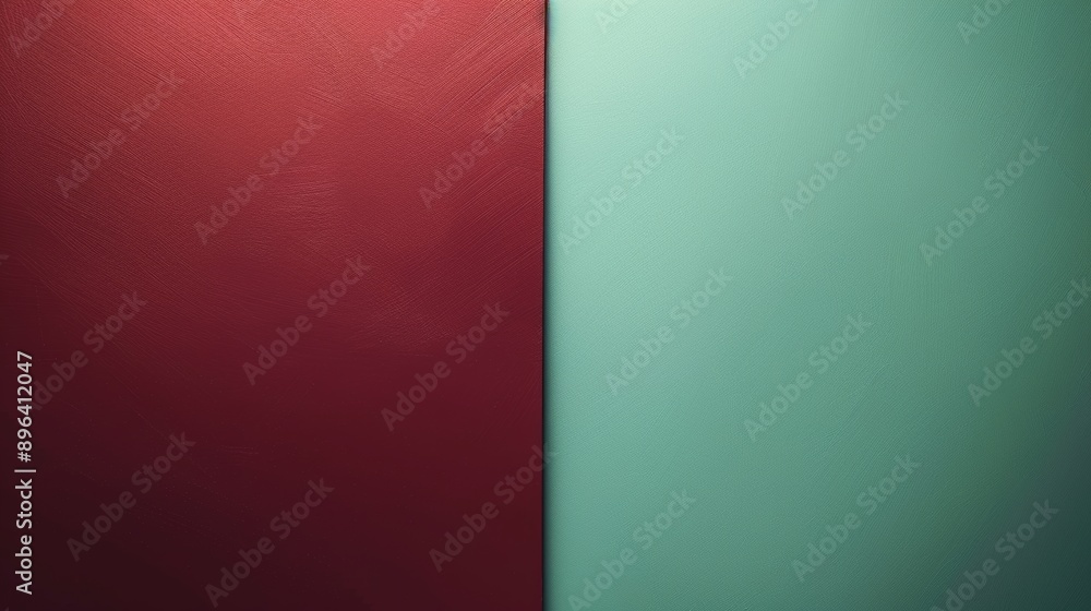 Red and a green background are divided by a clear line, creating a minimalist abstract background with a vintage feeling Red and a green background are divided by a clear line, creating a minimalist abstract background with a vintage feeling