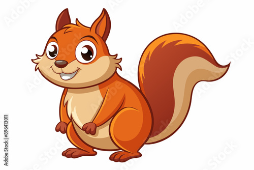 Funny Squirrel Cartoon Vector Illustration with White Background, Funny squirrel cartoon vector illustration with white background, perfect for clipart and design.
