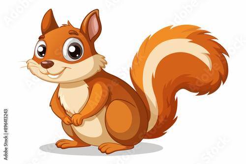 Funny Squirrel Cartoon Vector Illustration with White Background, Funny squirrel cartoon vector illustration with white background, perfect for clipart and design.