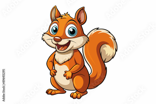 Funny Squirrel Cartoon Vector Illustration with White Background, Funny squirrel cartoon vector illustration with white background, perfect for clipart and design.
