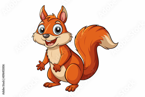 Funny Squirrel Cartoon Vector Illustration with White Background, Funny squirrel cartoon vector illustration with white background, perfect for clipart and design.