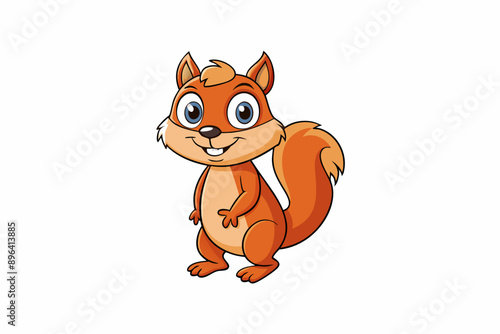 Funny Squirrel Cartoon Vector Illustration with White Background, Funny squirrel cartoon vector illustration with white background, perfect for clipart and design.