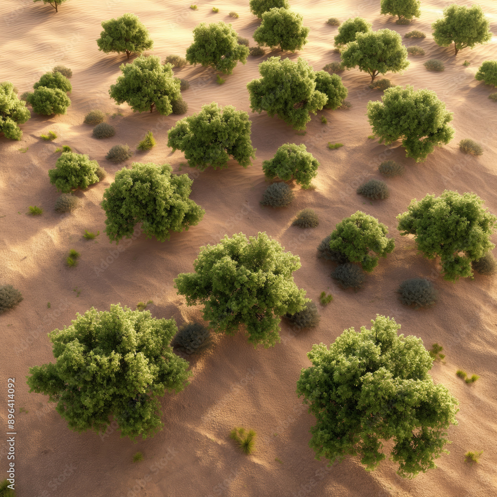 Obraz premium Desert Landscape with Haloxylon Ammodendron Trees