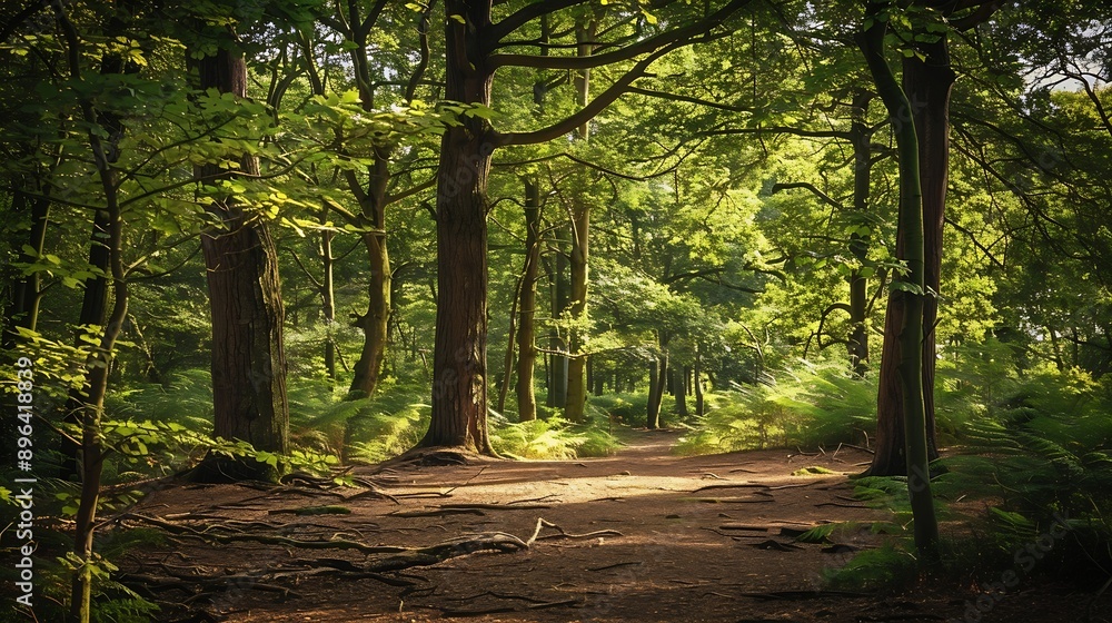 Fototapeta premium View of woods near Lyndhurst a large village and civil parish situated in the New Forest National Park in Hampshire England UK : Generative AI