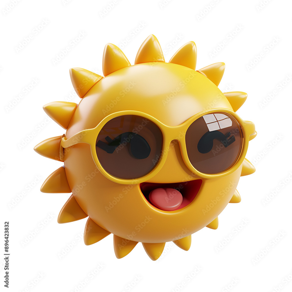 Joyful Sun with Stylish Sunglasses: Summer-Ready 3D Cartoon Illustration, Isolated on Transparent Background, PNG Joyful Sun with Stylish Sunglasses: Summer-Ready 3D Cartoon Illustration, Isolated on Transparent Background, PNG