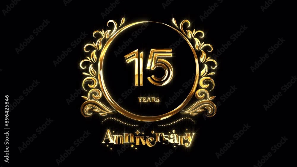 15th Anniversary Celebration. Happy 15 Years Anniversary Animation in Gold Color on the Transparent Background, Alpha Channel. Great for greetings, celebrations, events, and gifts. 15th Anniversary Celebration. Happy 15 Years Anniversary Animation in Gold Color on the Transparent Background, Alpha Channel. Great for greetings, celebrations, events, and gifts.