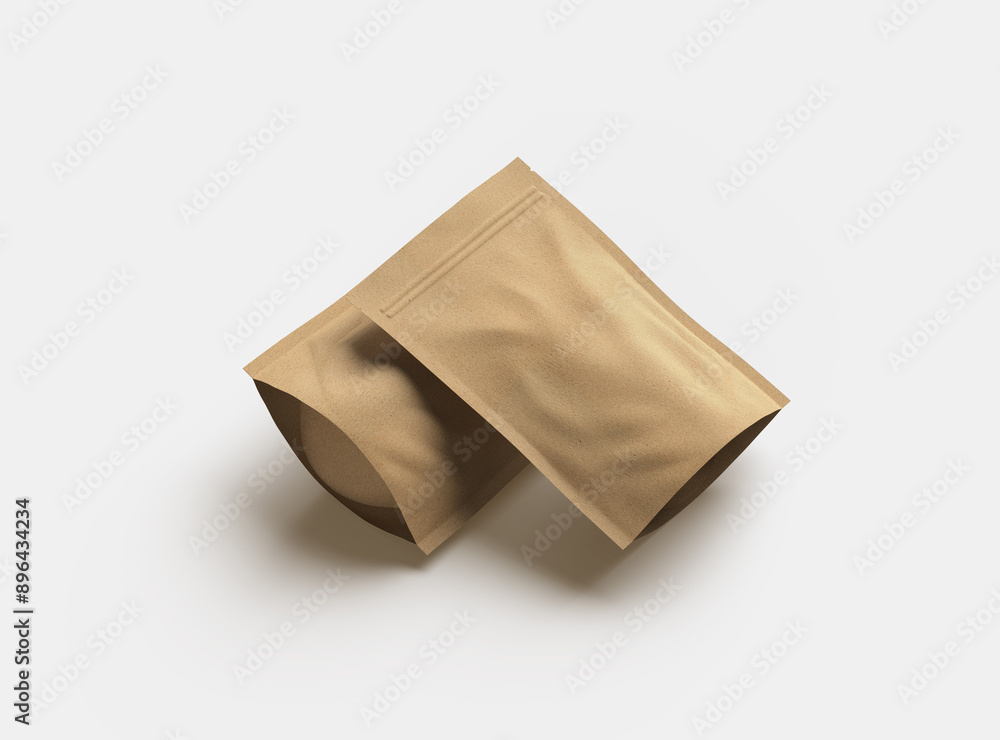 3D render of a generic paper doypack with zipper on a light background 3D render of a generic paper doypack with zipper on a light background