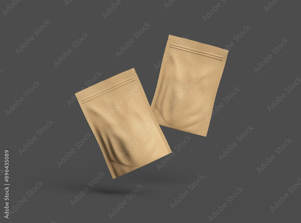 3D render of a generic paper doypack with zipper on a dark background