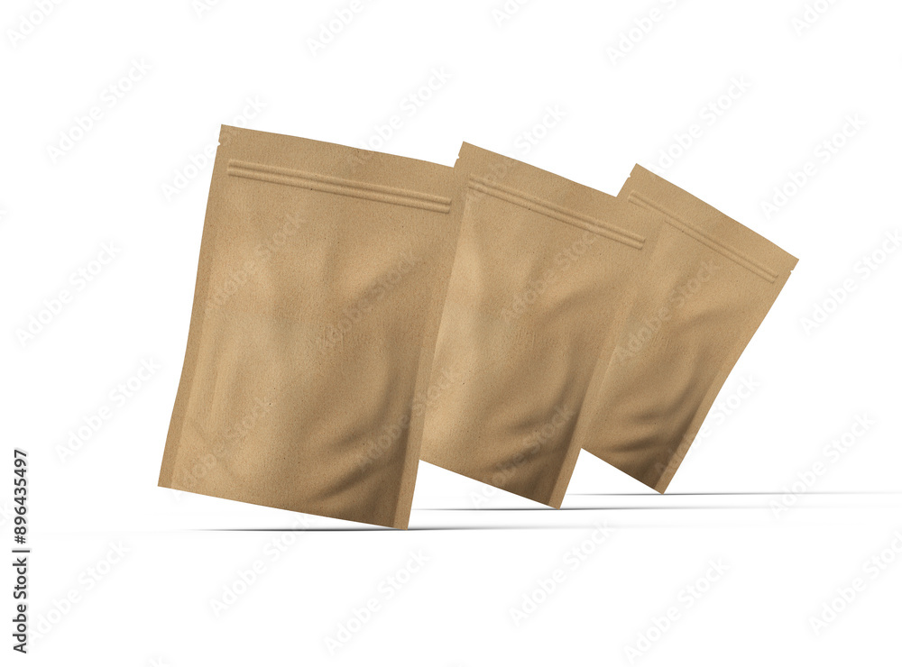 3D render of a generic paper doypack with zipper on a transparent background 3D render of a generic paper doypack with zipper on a transparent background