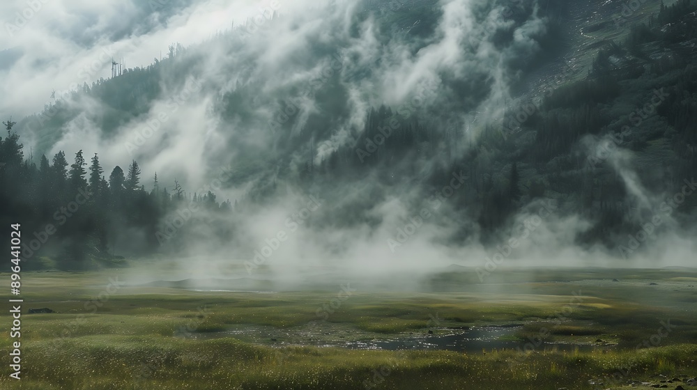 Fototapeta premium Visible steam and humidity in the air, adding a mysterious touch