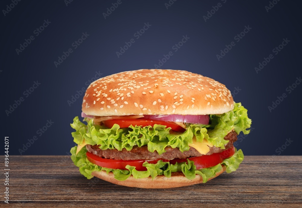 Tasty fresh Hamburger with meat and vegetables Tasty fresh Hamburger with meat and vegetables