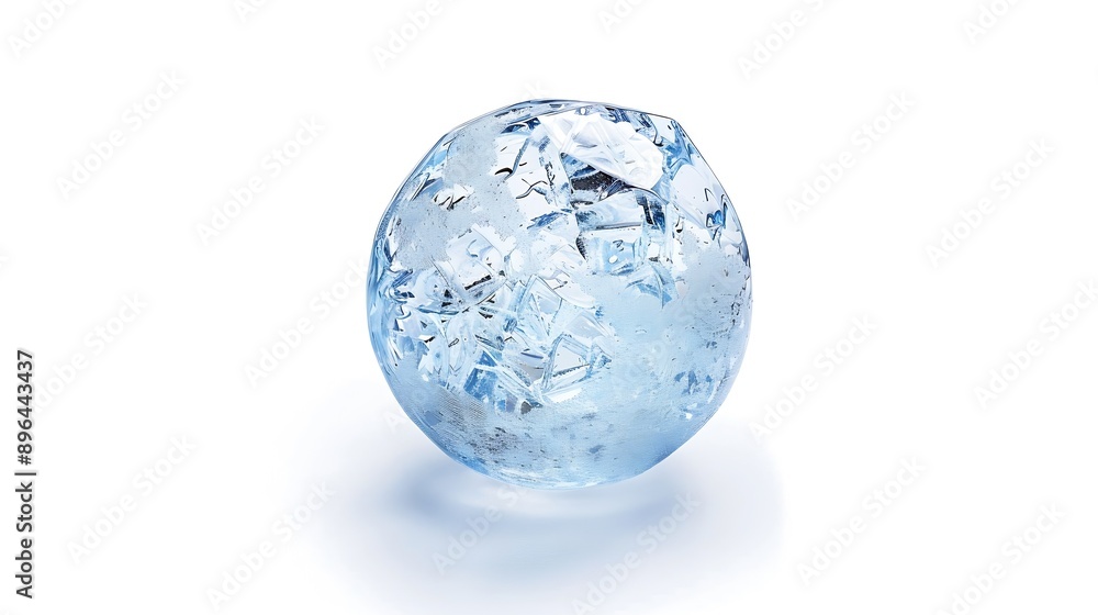 Ice ball isolated on white background with clipping path Abstract sphere glossy geometric object for food and drink : Generative AI Ice ball isolated on white background with clipping path Abstract sphere glossy geometric object for food and drink : Generative AI