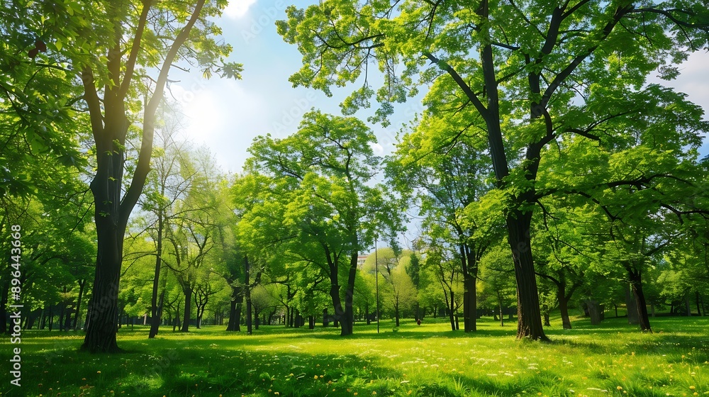 deciduous trees in the park on a sunny day trees growing in the park in spring : Generative AI deciduous trees in the park on a sunny day trees growing in the park in spring : Generative AI