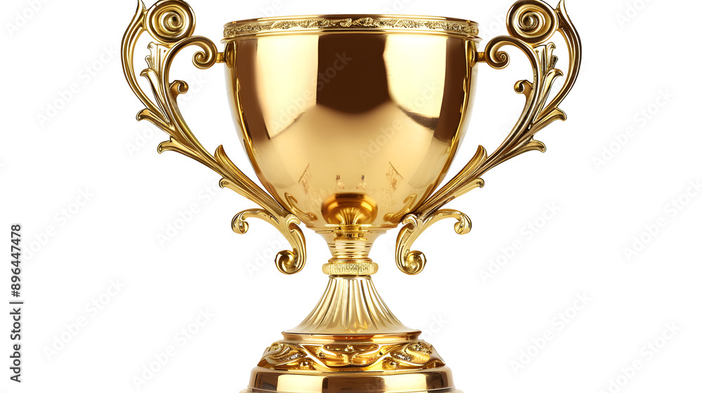 gold trophy cup for winners isolated on transparent