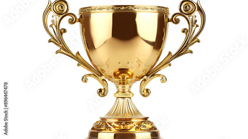 gold trophy cup for winners isolated on transparent
 photo