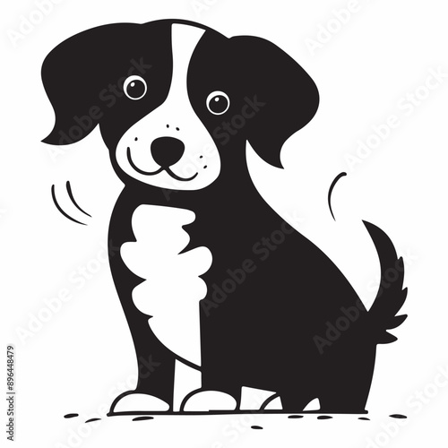 A loyal dog, with wagging tail and attentive eyes, embodies companionship and playful energy,