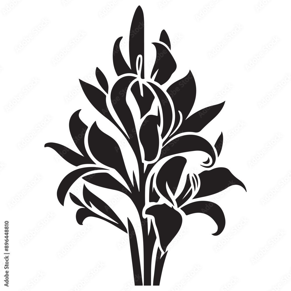 silhouette of a flower plant silhouette of a flower plant