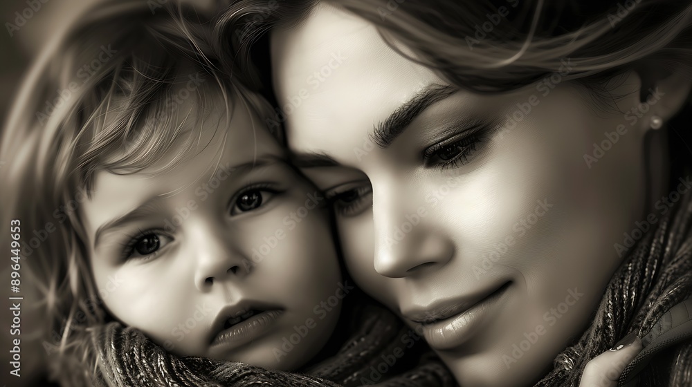 Obraz premium mother and her baby girl : Generative AI