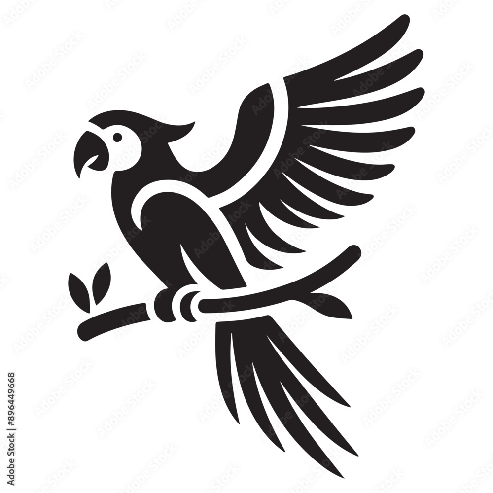Obraz premium minimalist black silhouette of a bird in mid-flight with wings outstretched