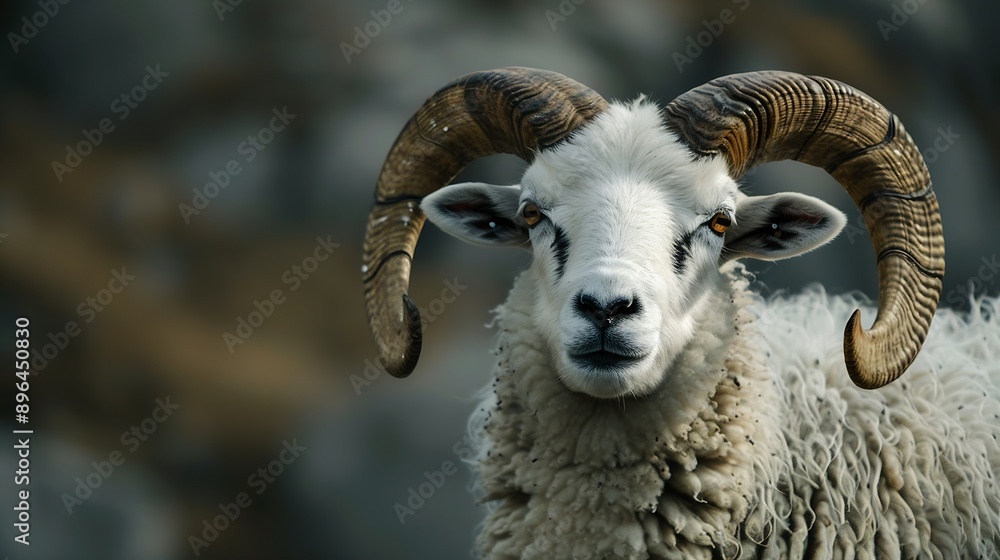 Portrait of a sheep in Croatia with beautiful horns at easter : Generative AI Portrait of a sheep in Croatia with beautiful horns at easter : Generative AI
