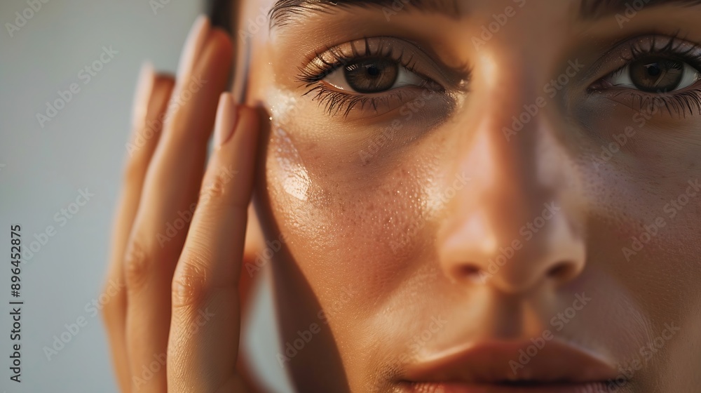 Woman portrait and clear skincare in closeup healthy and nails for beauty or wellness Female person cosmetics and touch soft or smooth skin facial treatment and manicure for dermatolog : Generative AI Woman portrait and clear skincare in closeup healthy and nails for beauty or wellness Female person cosmetics and touch soft or smooth skin facial treatment and manicure for dermatolog : Generative AI