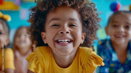 boy smiling while sitting at table : Generative AI