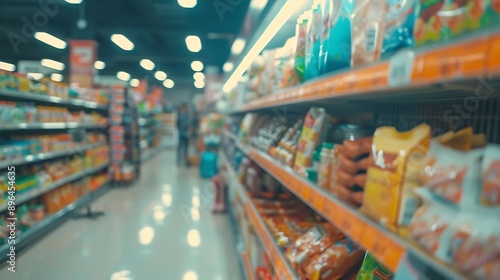 Wallpaper Mural Perspective view Abstract concept blurred background Customer shopping consumer good on shelves between corridor with clear light in convenience supermarket and minimart : Generative AI Torontodigital.ca
