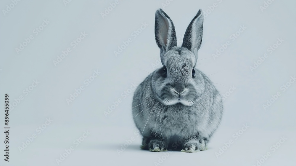 photo of a gray bunny on a white background for digital printing wallpaper custom design : Generative AI photo of a gray bunny on a white background for digital printing wallpaper custom design : Generative AI