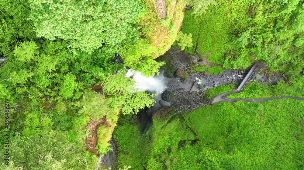 Aerial Tracking Shot of Latourell Falls in Oregon's Columbia Gorge Aerial Tracking Shot of Latourell Falls in Oregon's Columbia Gorge