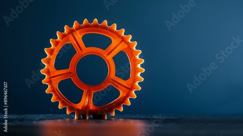 Orange Gear Shaped Object Printed With 3D Printer : Generative AI photo