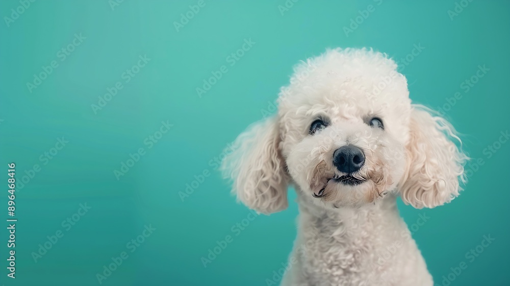 Fish eye Funny muzzle of purebred dog white poodle isolated on green studio background Concept of domestic animals beauty pet friend grooming vet care Copy space for ad : Generative AI Fish eye Funny muzzle of purebred dog white poodle isolated on green studio background Concept of domestic animals beauty pet friend grooming vet care Copy space for ad : Generative AI