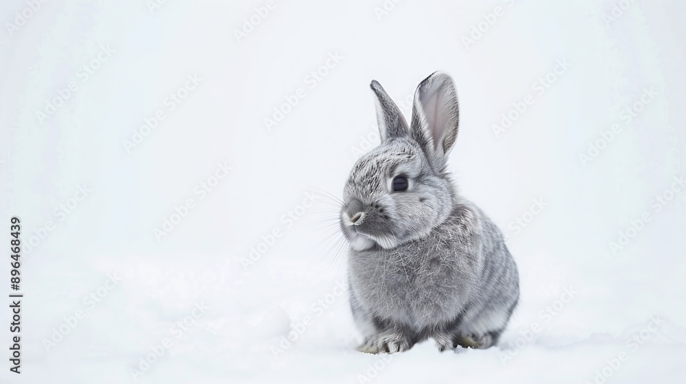 photo of a gray bunny on a white background for digital printing wallpaper custom design : Generative AI photo of a gray bunny on a white background for digital printing wallpaper custom design : Generative AI