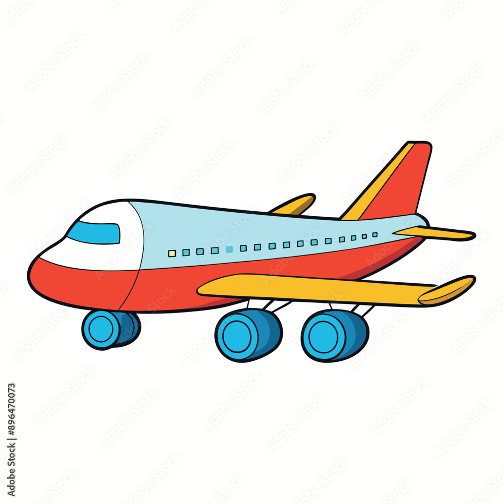 Plane cartoon vector illustration, isolated on white background .top view Plane cartoon vector illustration, isolated on white background .top view