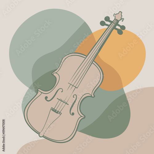 Cartoon vector illustration, Cello. Colorful musical instrument