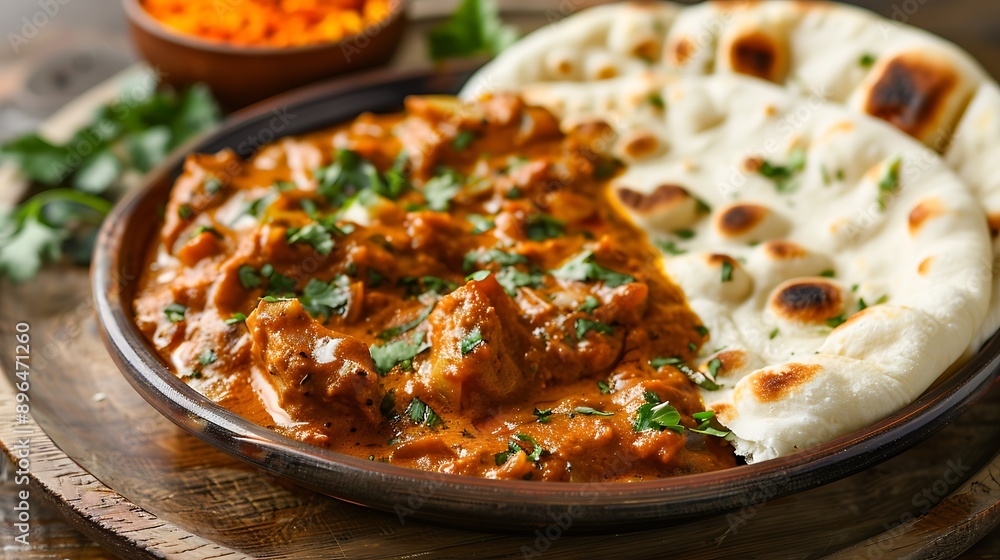 Delicious Indian Butter Chicken with Naan Bread Delicious Indian Butter Chicken with Naan Bread