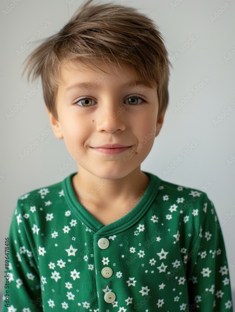 A happy young boy wearing a green shirt and smiling, great for kids' photoshoots or childhood memories A happy young boy wearing a green shirt and smiling, great for kids' photoshoots or childhood memories