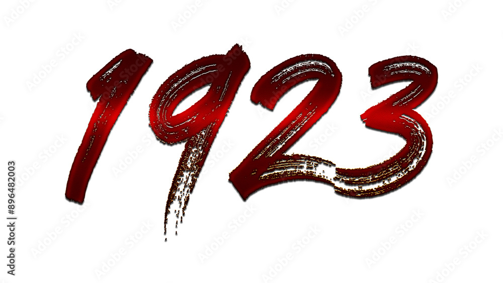 3D blood red number design of 1923 on white background. 3D blood red number design of 1923 on white background.