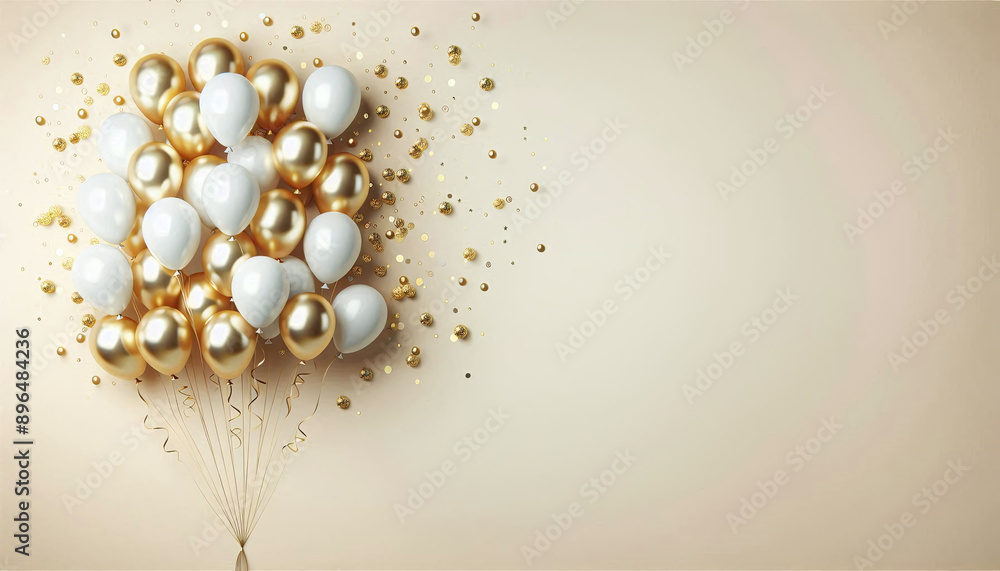 Golden Celebration: Balloons and Confetti